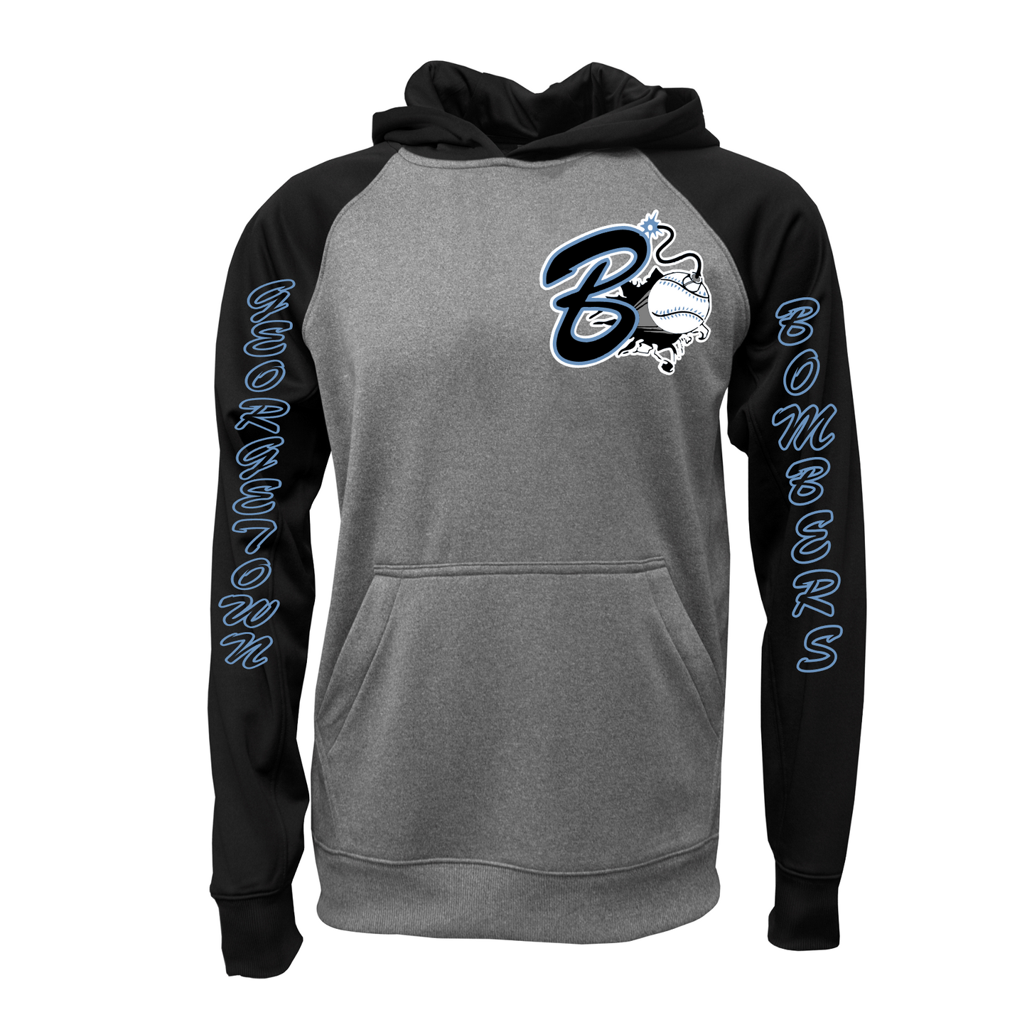 Black and Gray Bombers Hoodie, Georgetown Bombers Hoodie, Bombers Logo Sweatshirt, Bombers Black Hoodie (Copy)