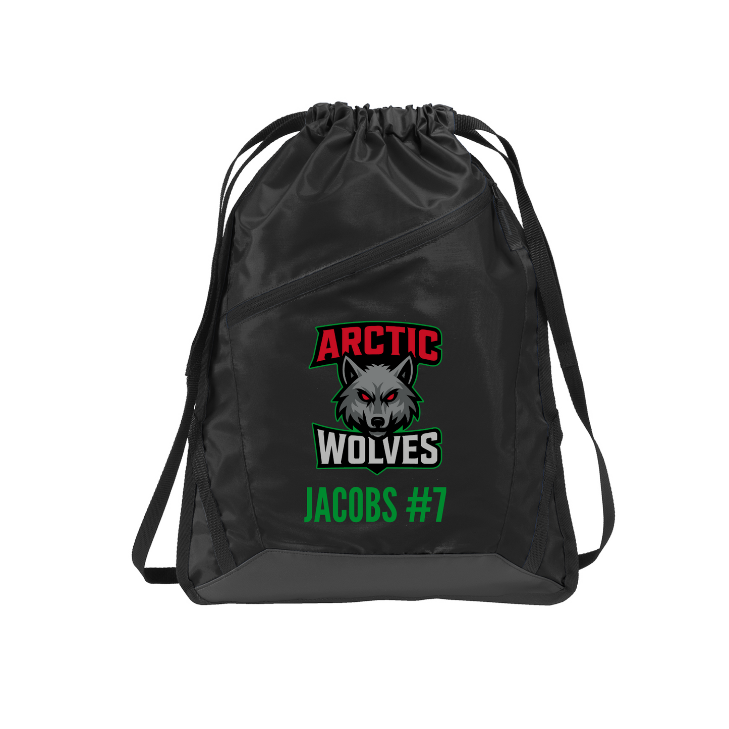 Arctic Wolves Hockey Drawstring Bag, Player Name and Number Backpack