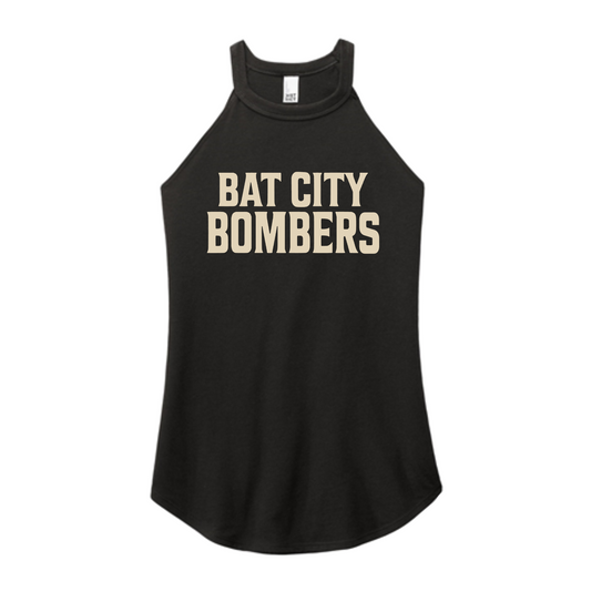 Black Bat City Bombers Tank Top, Bat City Rocker Tank, Bombers Baseball Spiritwear