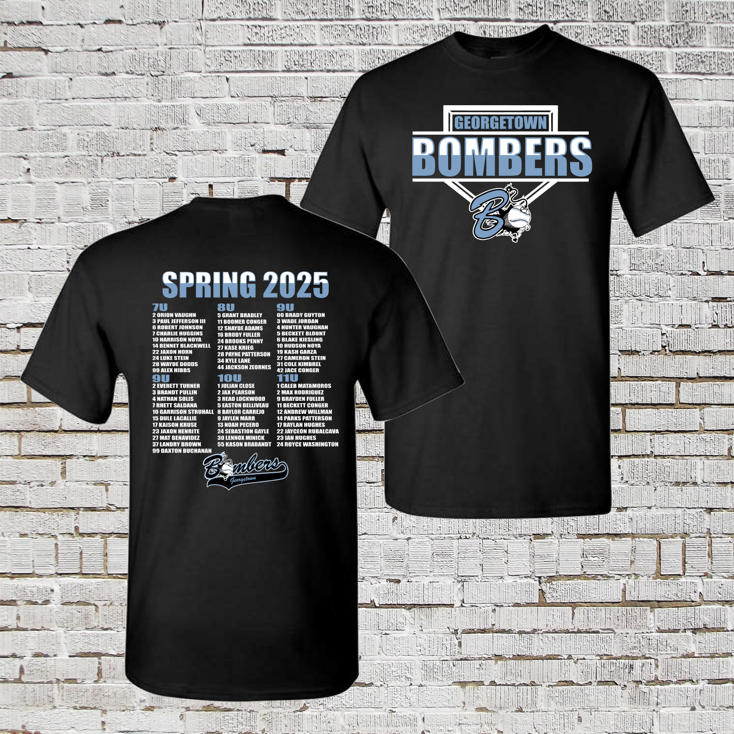 Spring 2025 Roster Shirt, GTX Bombers Roster Tshirt, Georgetown Bombers Tshirt
