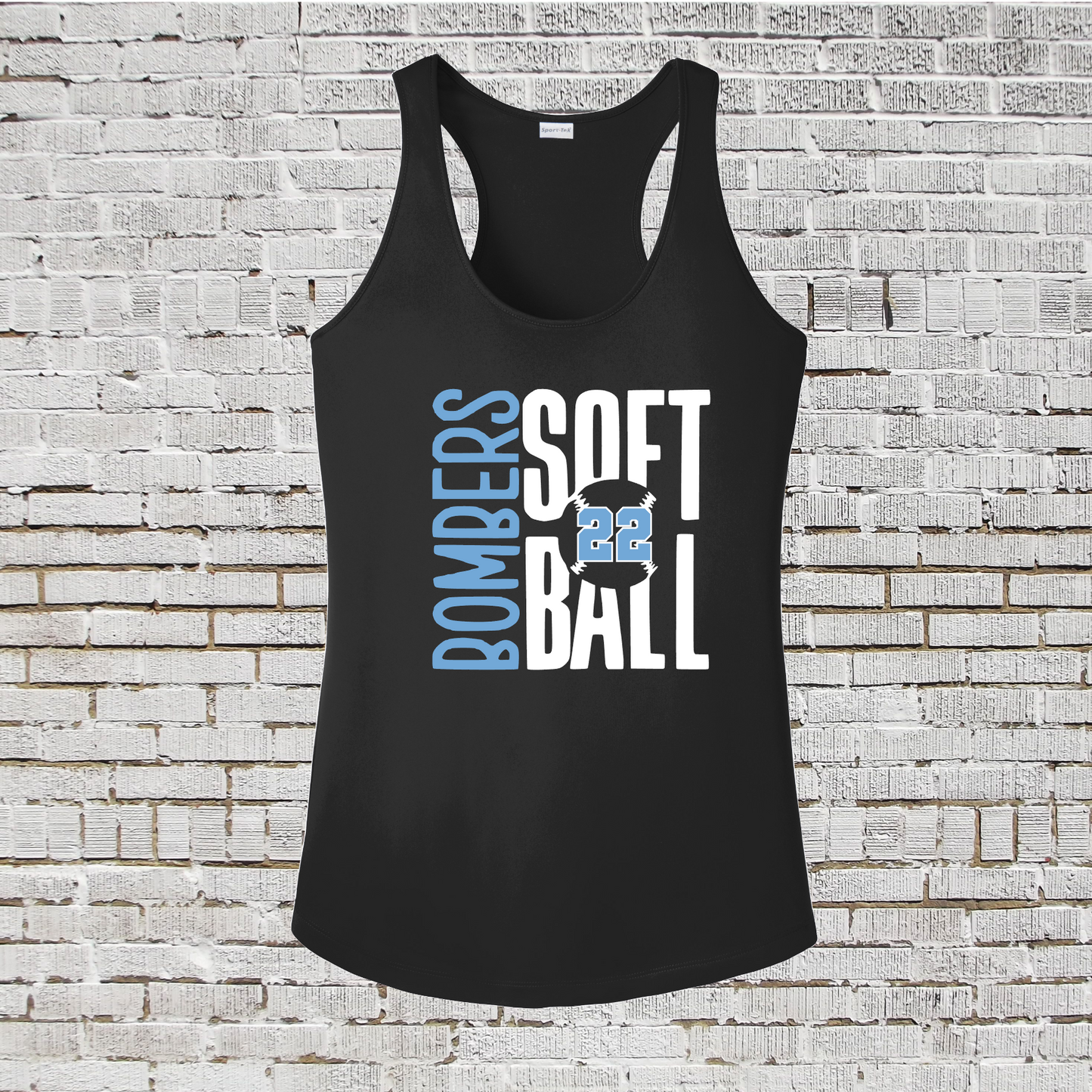 Black Racerback Tank Top – Bombers Softball Logo | Women’s Athletic Training Tank