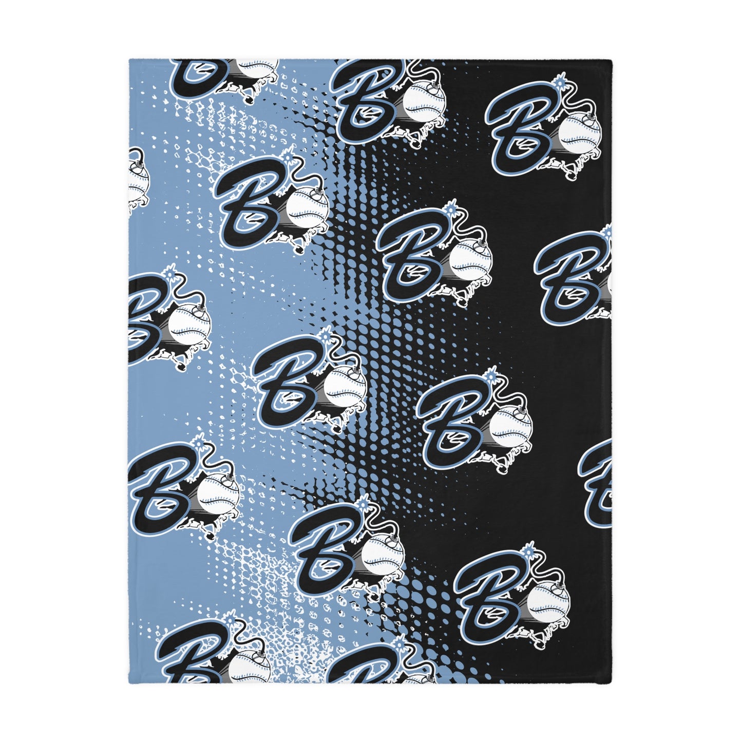 Georgetown Bombers Baseball 2 Sided Velveteen Blanket, Custom Player Sports Blanket, Player Name and Number Minky Blanket