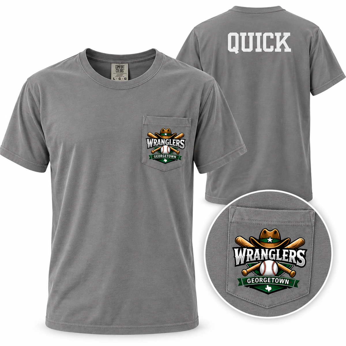 Georgetown Wranglers Baseball Personalized Pocket Tee | Comfort Colors