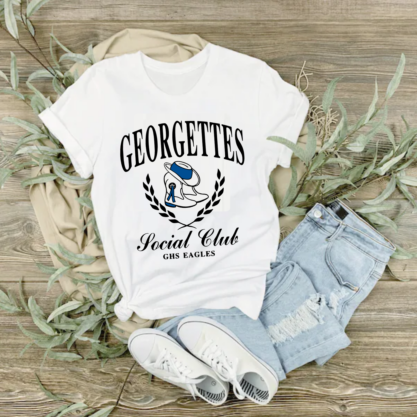 Georgettes Social Club Shirt, Eagles Drill Team Tee, White Drill Team Eagles Tshirt