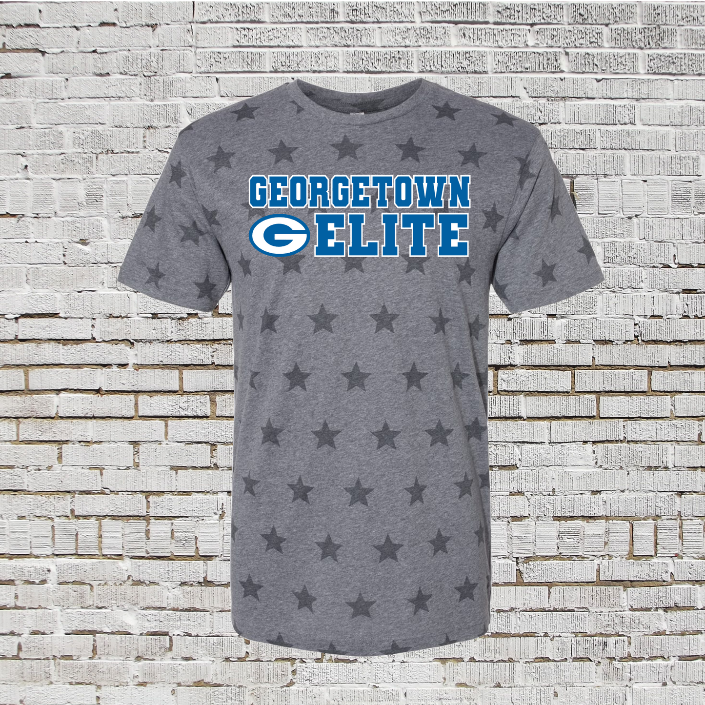 Gray Georgetown Elite Star Tee, Georgetown Blue Tshirt, Georgetown Elite Softball Tshirt