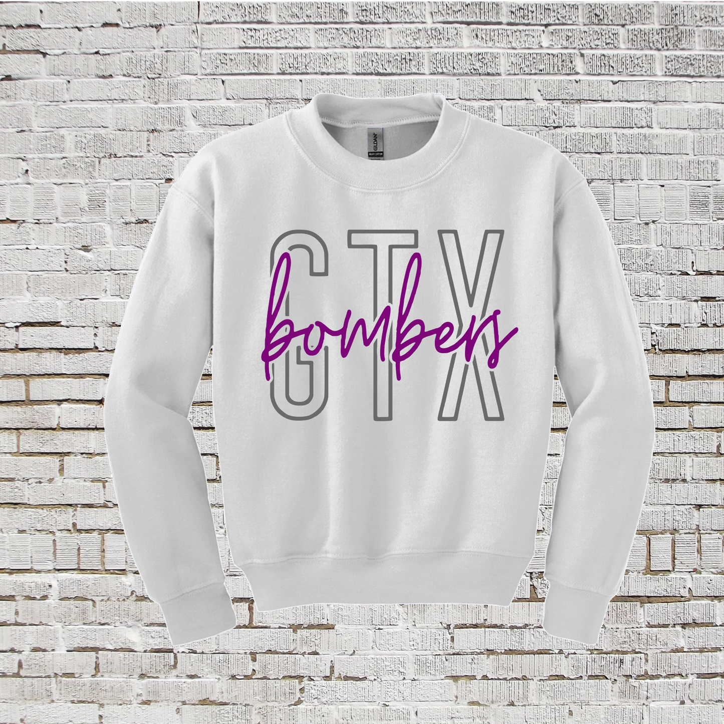 White Crewneck Sweatshirt GTX Bombers, Bombers Sweatshirt, Bombers Softball Sweatshirt