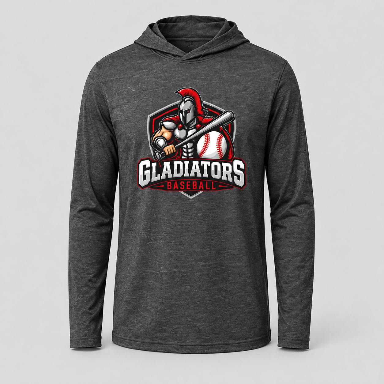 Charcoal Gladiators Hooded Long Sleeve Tee