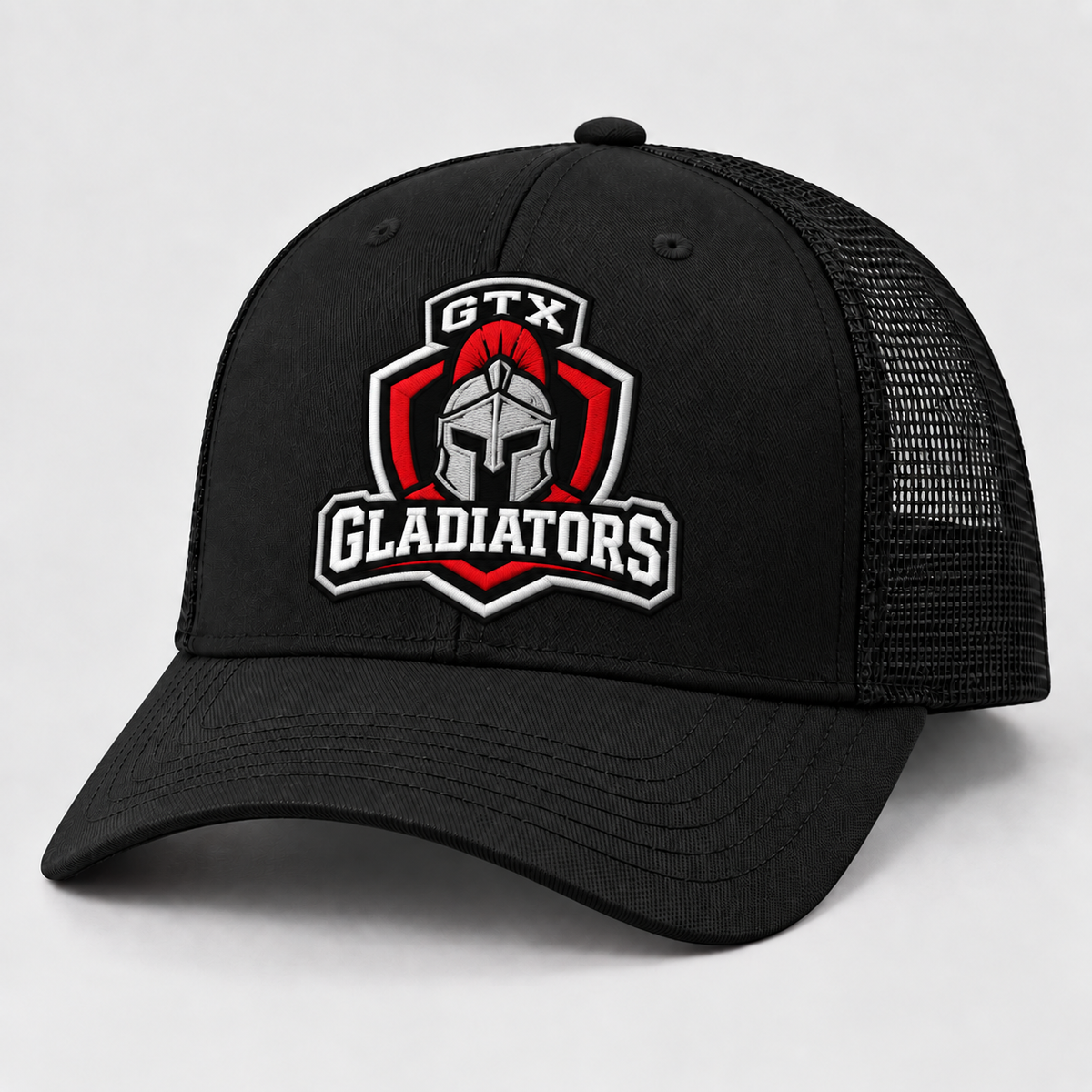 GTX Gladiators Baseball Embroidered Black Trucker Hat