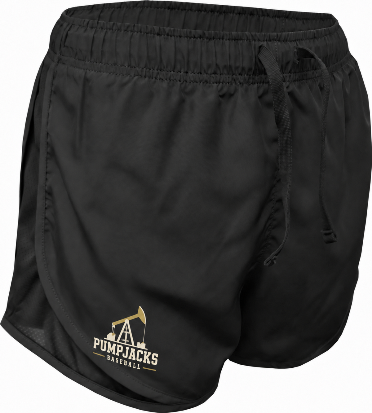 Womens PumpJacks Baseball Black Running Shorts