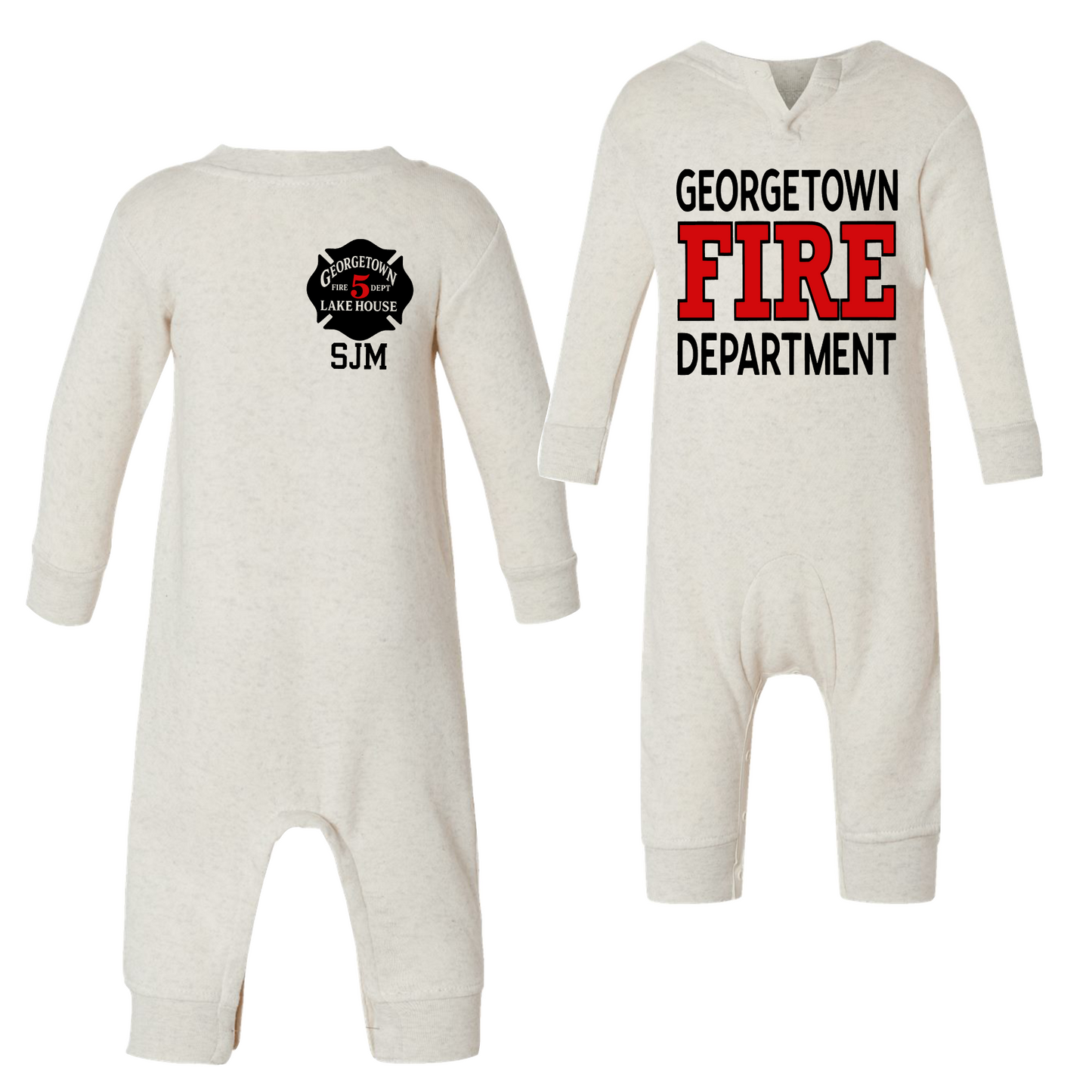 Personalized Firefighter Baby Romper – Custom Fire Department Outfit | Baby & Toddler Firefighter Suit