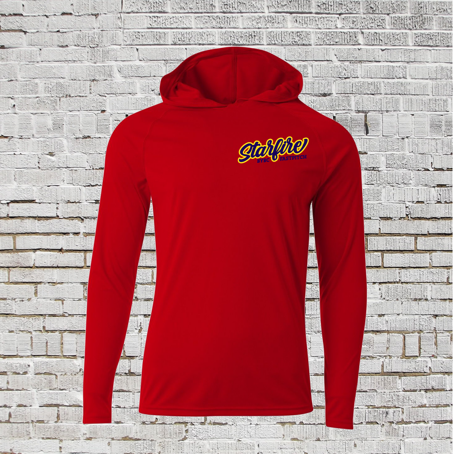 Starfire Fastpitch Hooded Longsleeve Shirt, Red Hoodie Shirt, Starfire Softball Hoodie