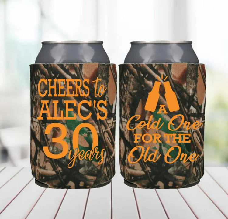 A Cold One For The Old One 30th Birthday Can Coolers Cheers to 30 Years Birthday Party Can Coolers Can Coolers for 30th Birthday