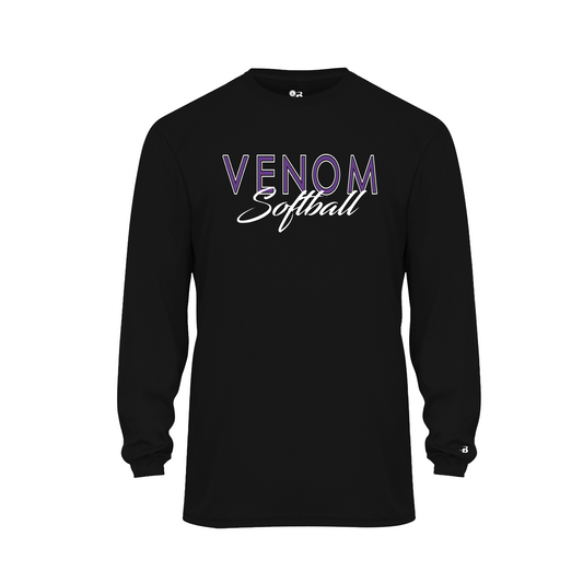 Black Venom Softball Long Sleeve Shirt, Venom Fastpitch Tee, Venom Softball Spiritwear