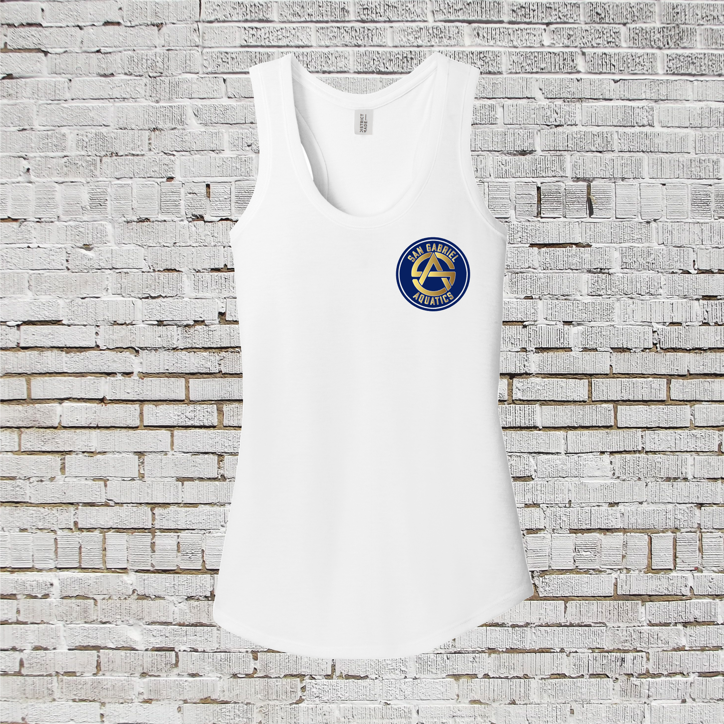 San Gabriel Aquatics Tank Top, Women's White Tank, SGA Swim Tank Top, District Racerback Tank