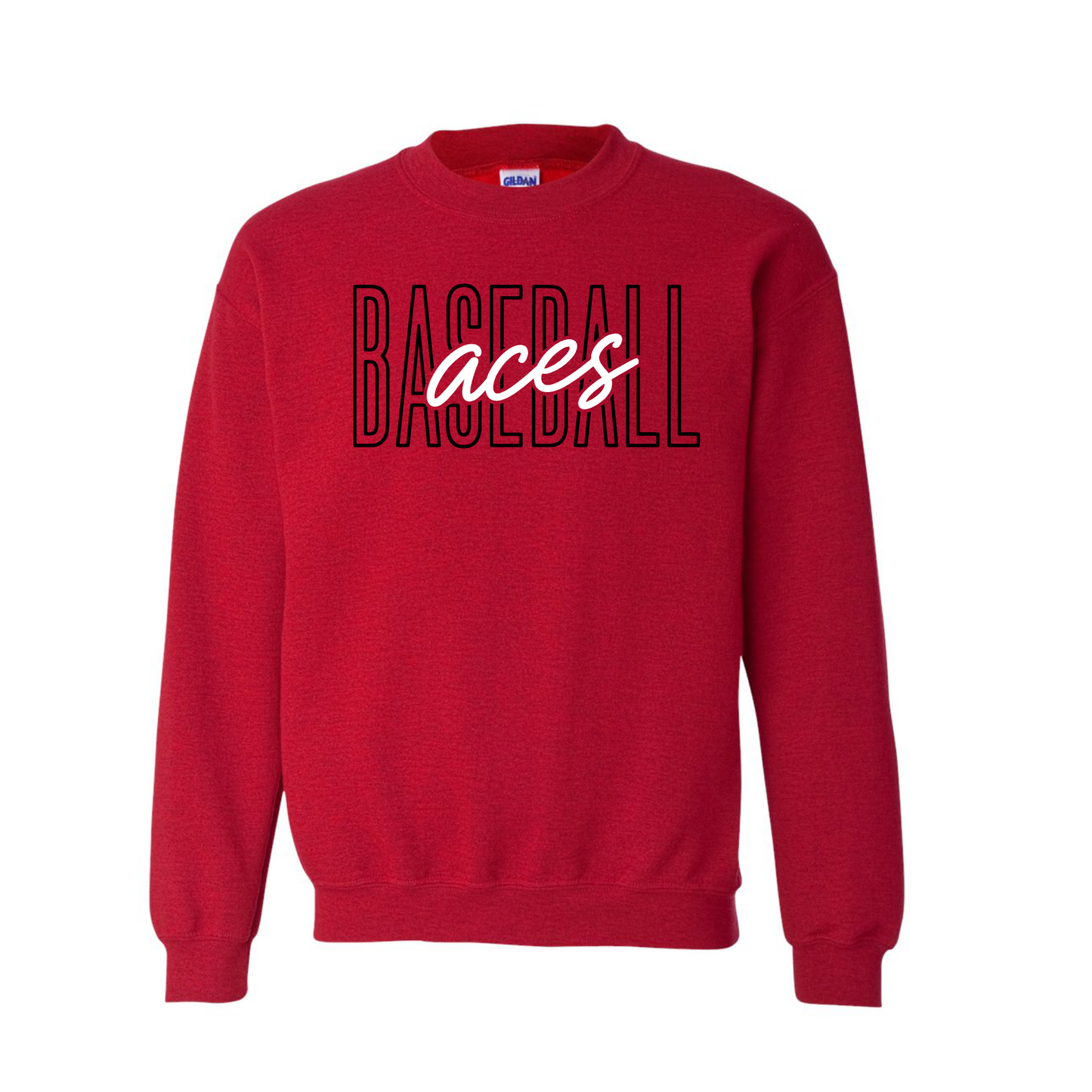 Aces Baseball Red Crewneck Sweatshirt
