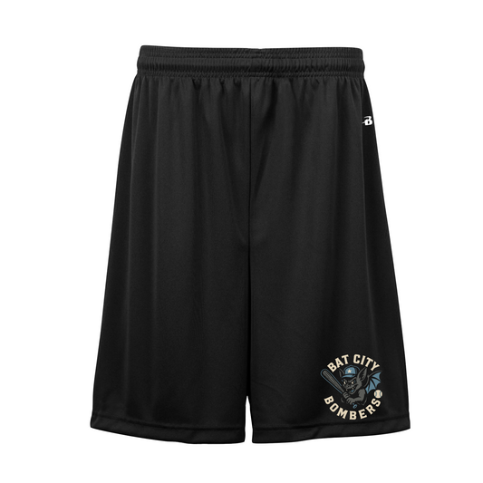 Bat City Bombers Training Shorts, Black Baseball Shorts, Mens Running Shorts