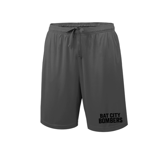 Charcoal Bat City Bombers Training Shorts, Grey Baseball Shorts, Mens Running Shorts