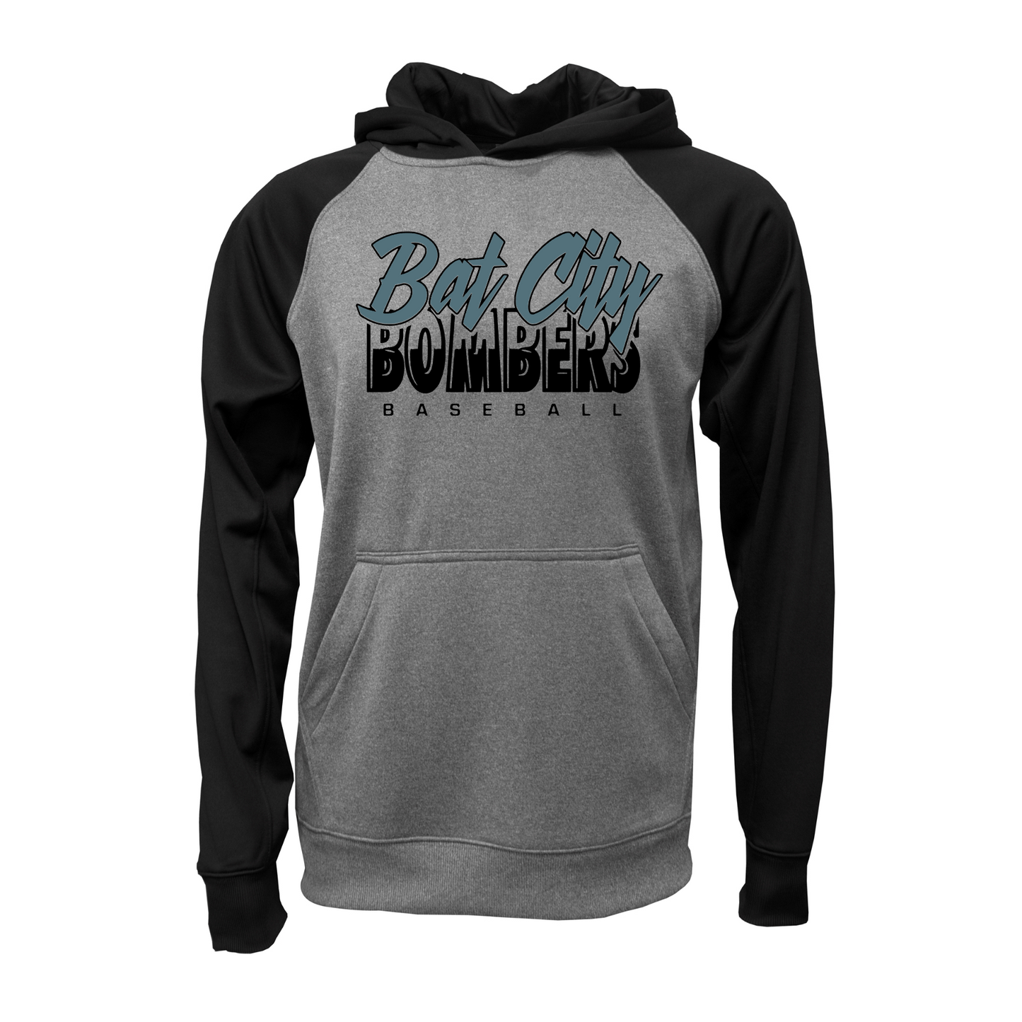 Gray Bat City Bombers Hoodie, Bat City Baseball Sweatshirt, Black Hoodie