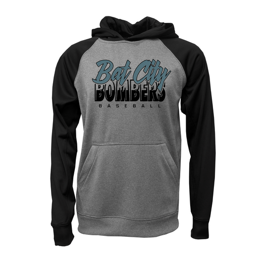 Gray Bat City Bombers Hoodie, Bat City Baseball Sweatshirt, Black Hoodie