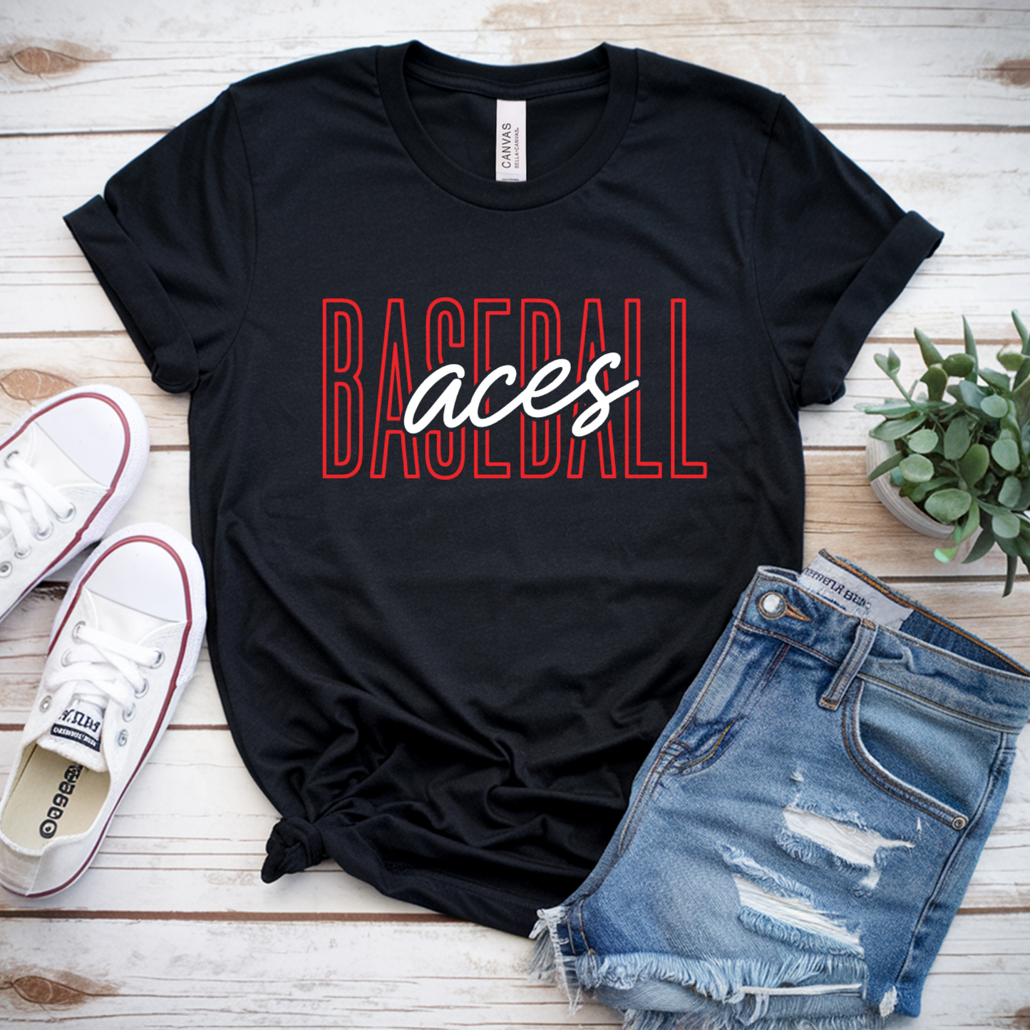 Black Aces Baseball Bella and Canvas Tee