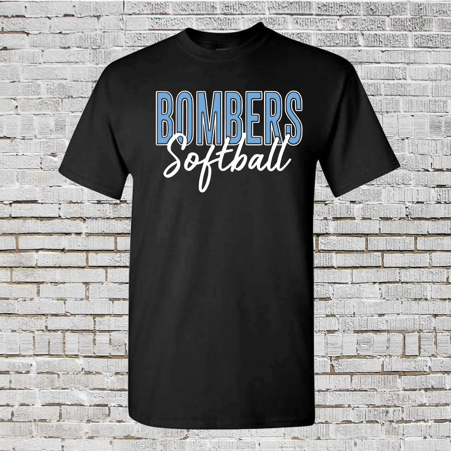 Black Bombers Softball Script Shirt, Georgetown Bombers Logo Tee