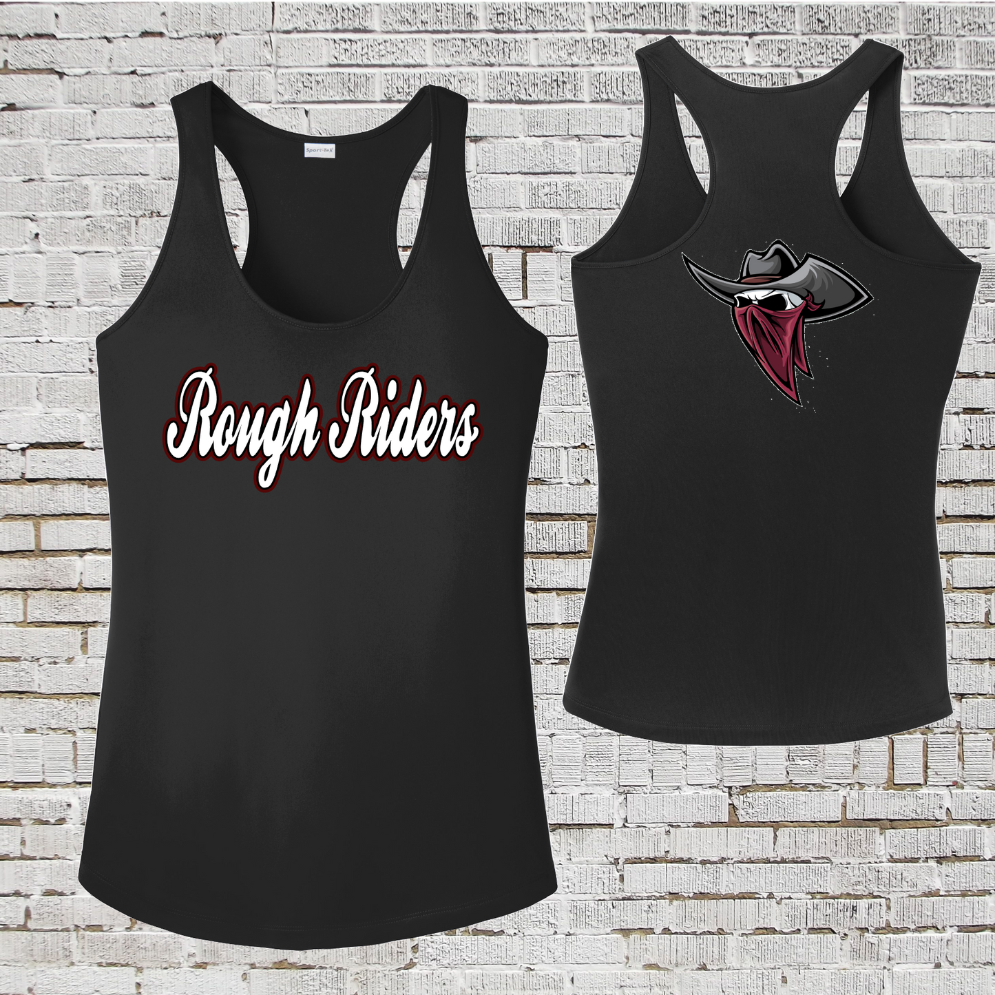 Black Drifit Rough Riders Tank Top, Rough Riders Racerback, Black Tank