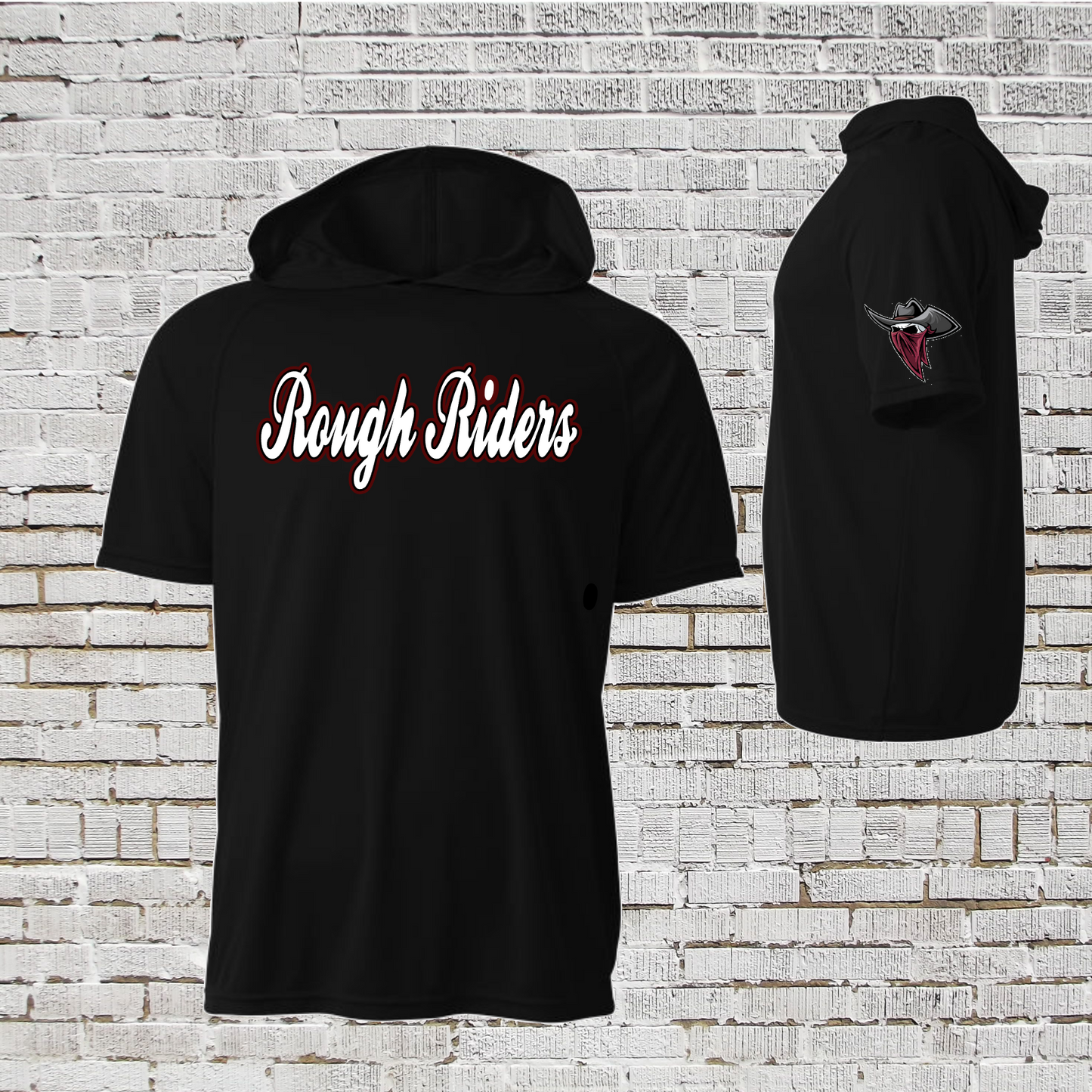 Drifit Hooded Rough Riders Tee, Rough Riders Hoodie Shirt, Black Hoodie T-Shirt