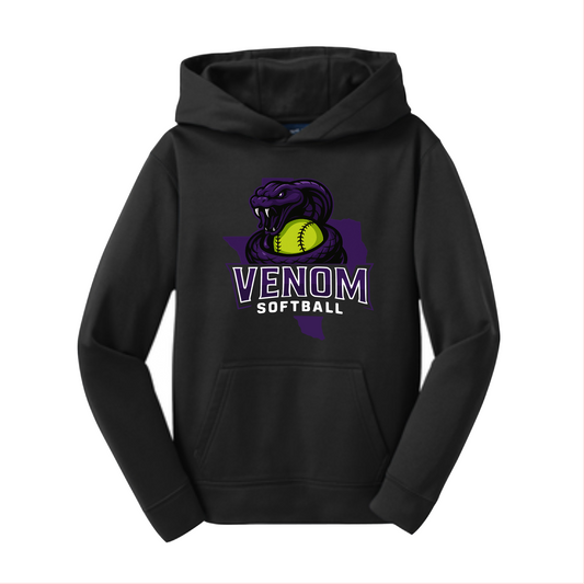Black Venom Softball Hoodie, Venom Fastpitch Sweatshirt, Black Hoodie