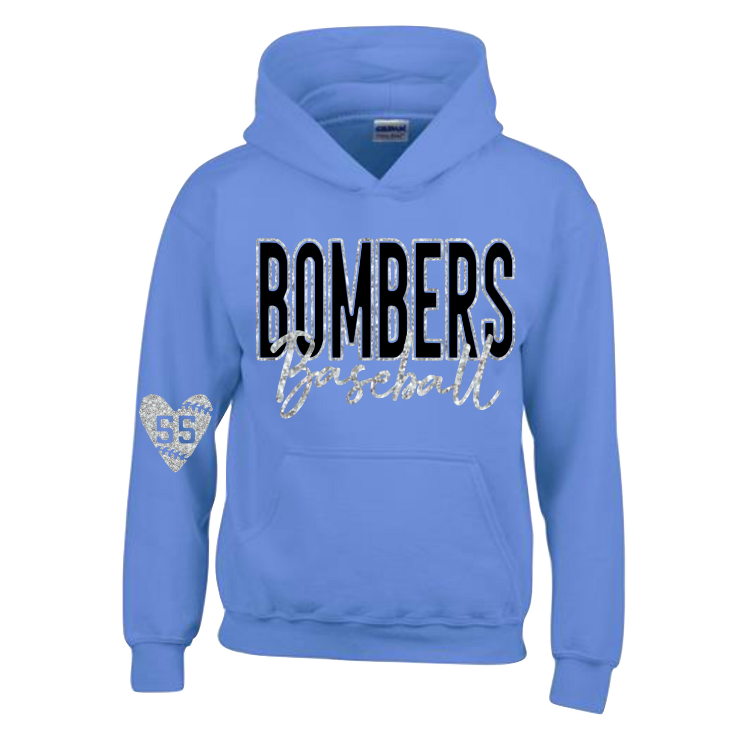 Bombers Baseball Glitter Script Hoodie