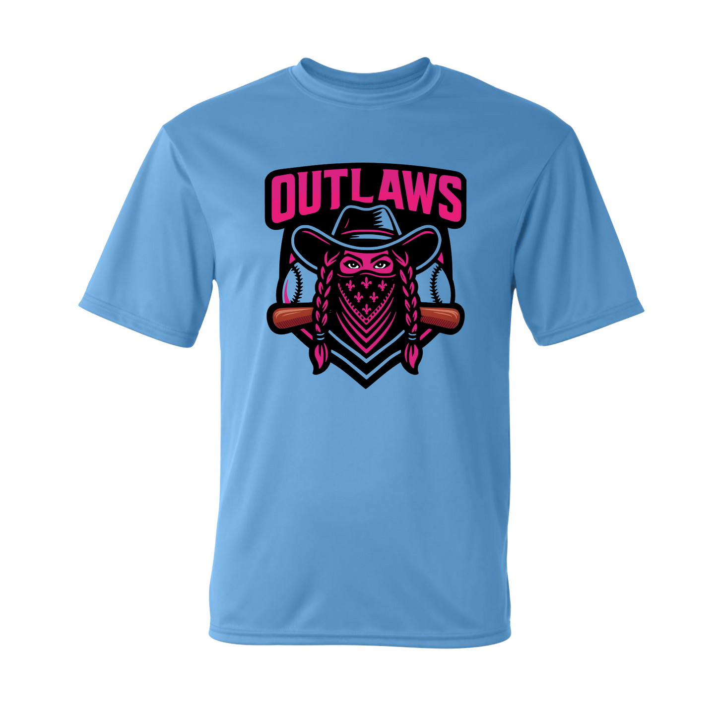 Blue Outlaws Softball Western Cowgirl Graphic T-Shirt | Outlaws Softball Fan Shirt