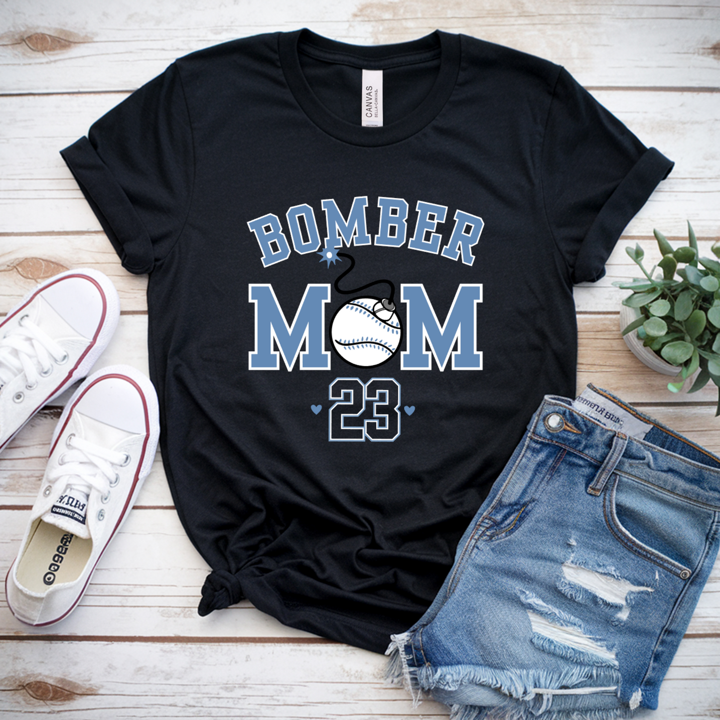Georgetown Bombers Baseball Mom Number Tee –Black