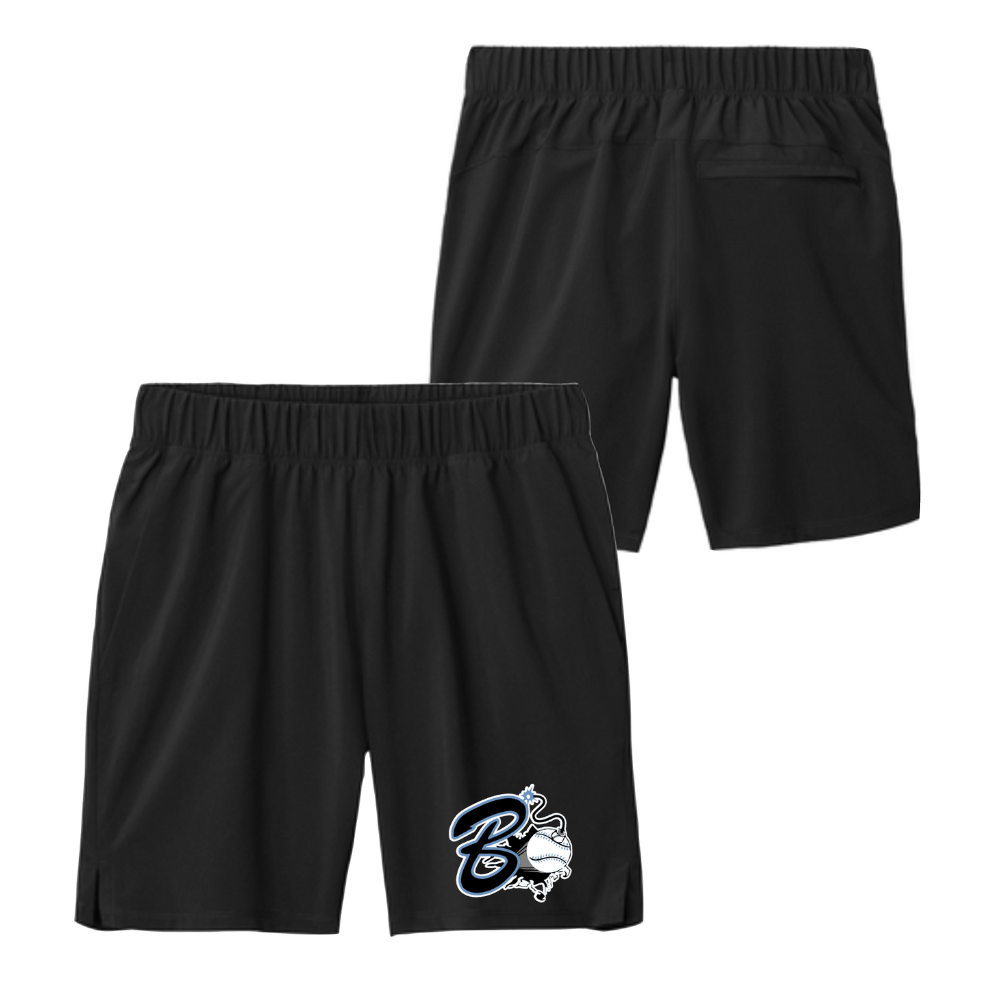 Black Men’s Training Shorts – Bombers Baseball Bomb Logo | Athletic Performance Shorts