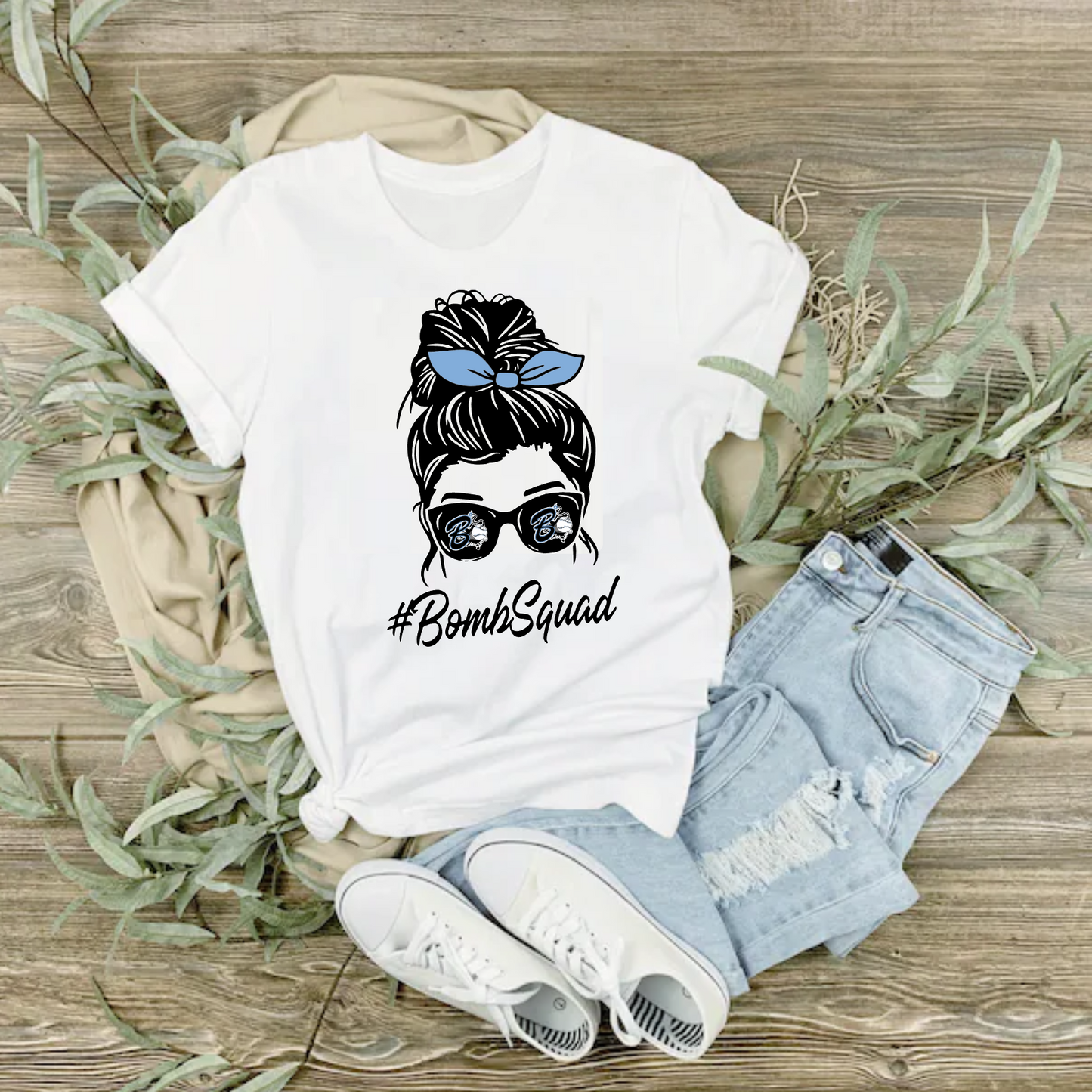Bella and Canvas Bomb Squad Tee, Baseball White Bomb Squad Shirt, Bombers Baseball Tee