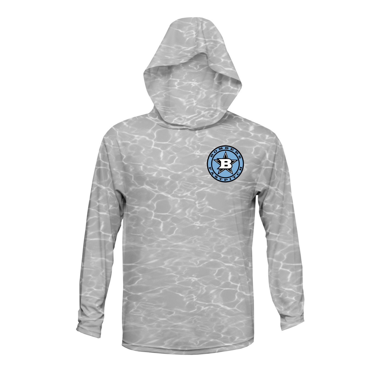 Bombers Fastpitch Gray Nature Long Sleeve Hooded Shirt – Performance Softball Hoodie