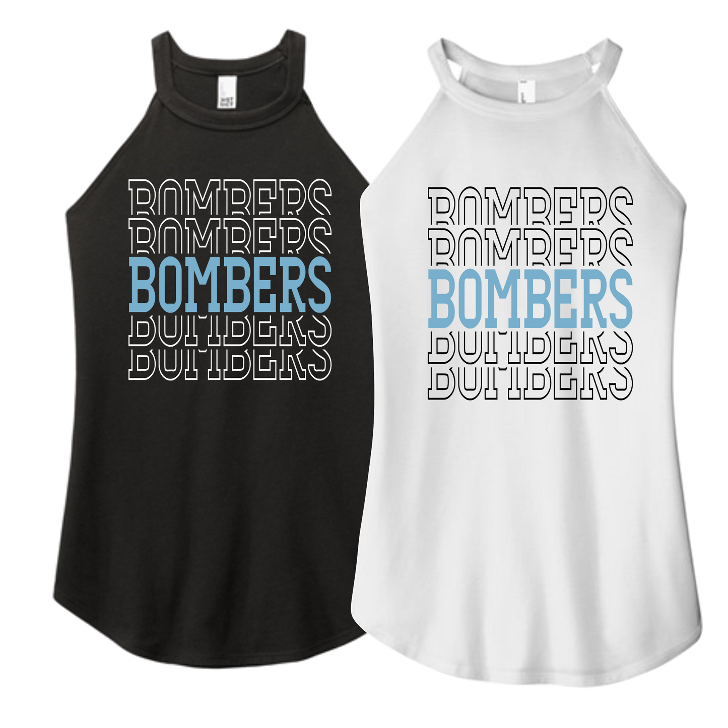 Bombers Rocker White Tank Top, Women's Rocker Tank, Black Bombers Tank Top, District Tank