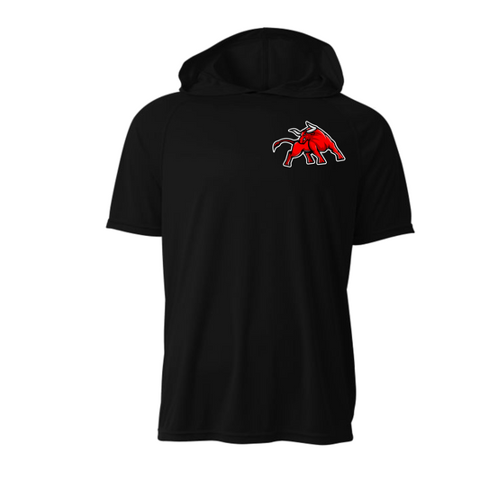Black Hooded Raging Bulls Shirt, Short Sleeve Hooded Tee, Raging Bulls Spiritwear