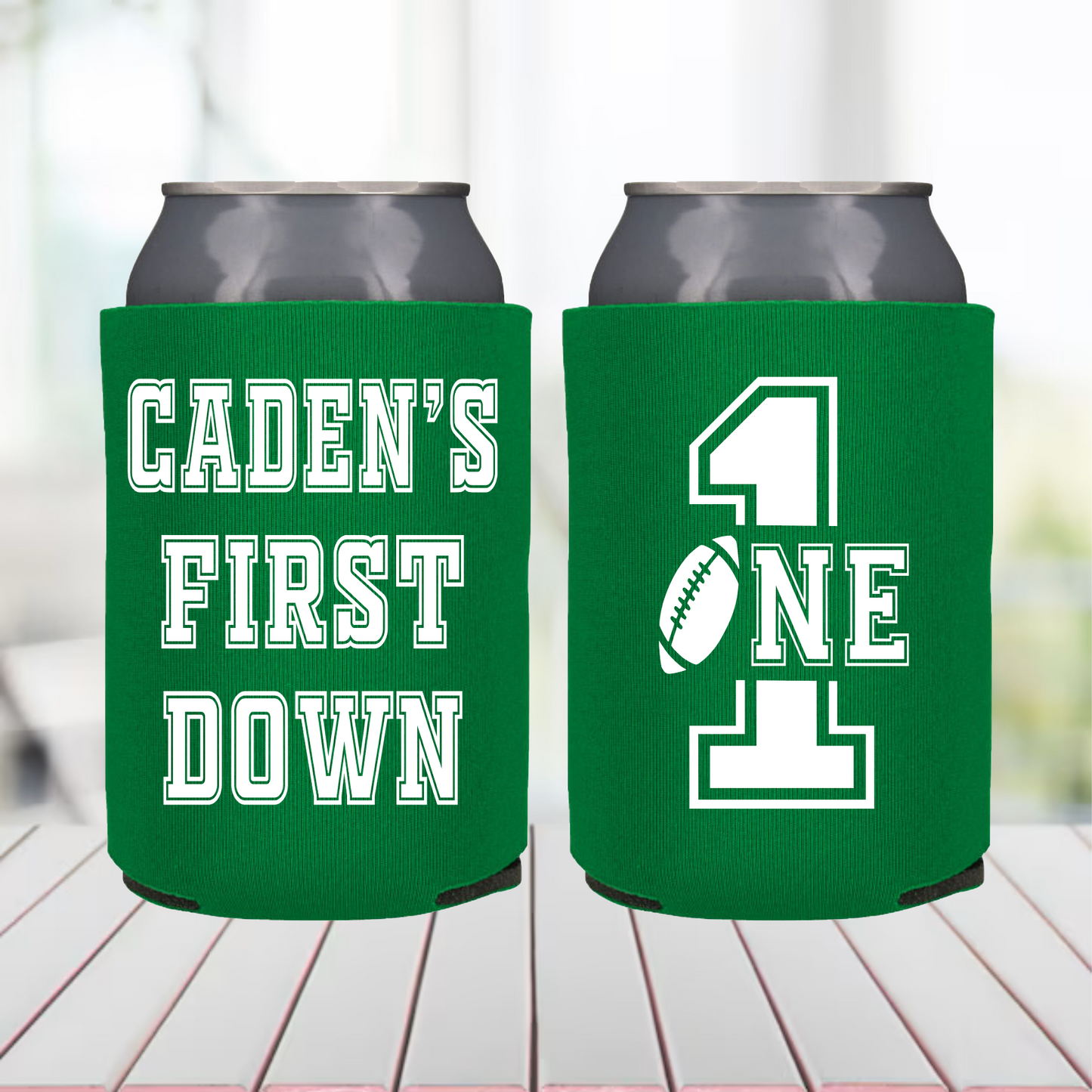 First Year Down Football Favors First Year Down Birthday Personalized First Year Down Can Coolers Football First Birthday Party Football