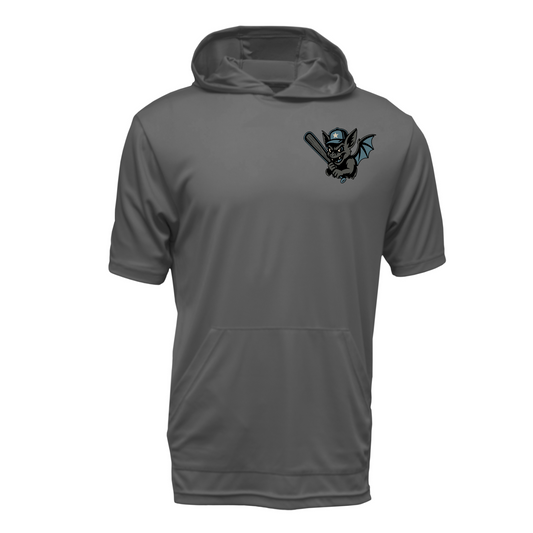 Charcoal Hooded Bat City Bombers Shirt, Short Sleeve Hooded Tee, Bat City Spiritwear