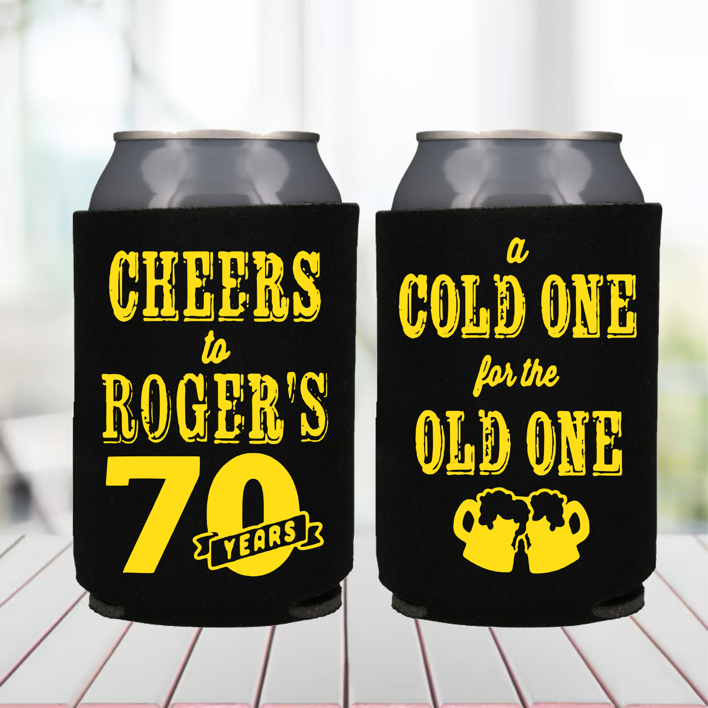 70th Birthday Can Coolers A Cold One For The Old One Cheers to 70 Years Birthday Party Can Coolers Can Coolers for 70th Birthday