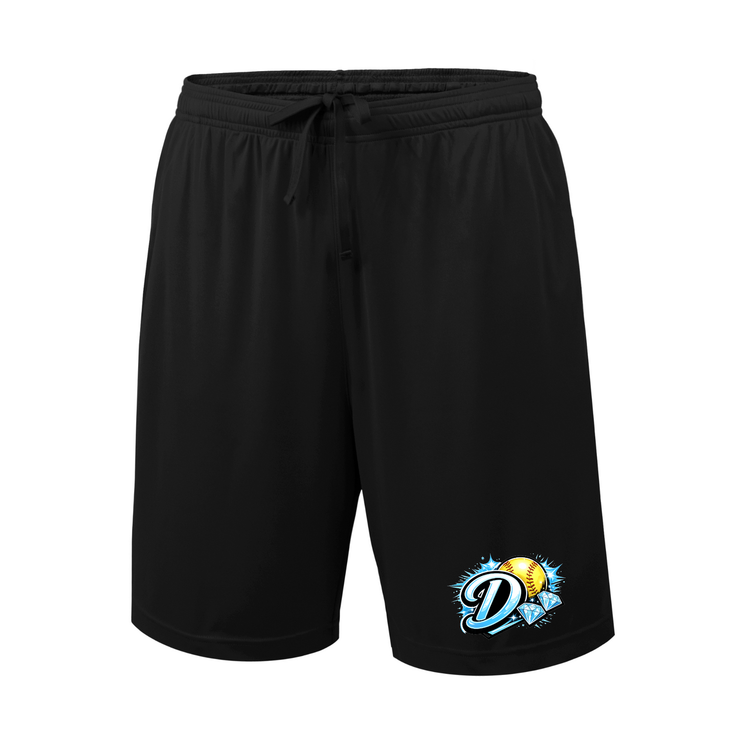 Black Men’s Training Shorts – Diamonds Softball Logo | Athletic Performance Shorts