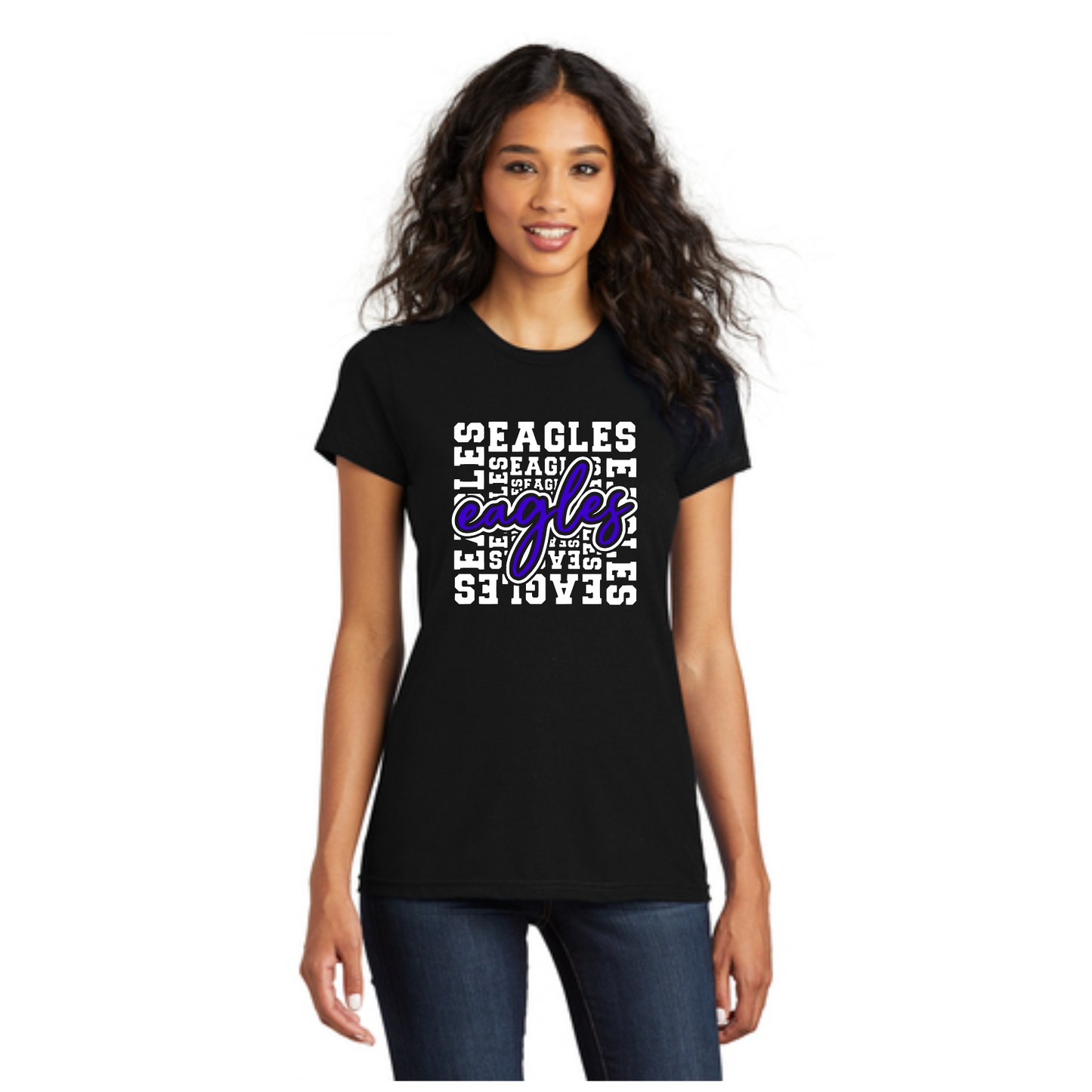 Georgetown Eagles Fitted Tee, Women's Eagles Shirt, Black Eagles Tshirt, District Tee