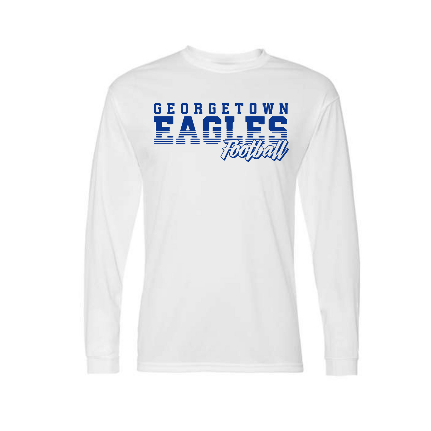 White Georgetown Football Long Sleeve Shirt, Eagles Football Tee, Georgetown Eagles Spiritwear