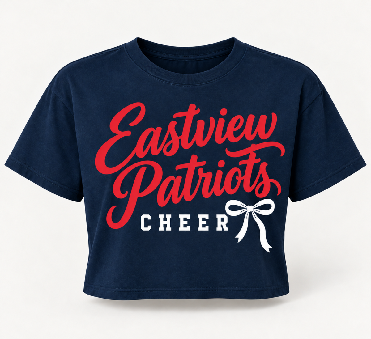 Eastview Patriots Cheer Script Crop Tee - Navy