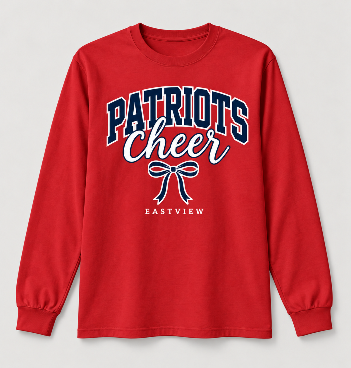 Eastview Patriots Cheer Bow Long Sleeve Tee - Red