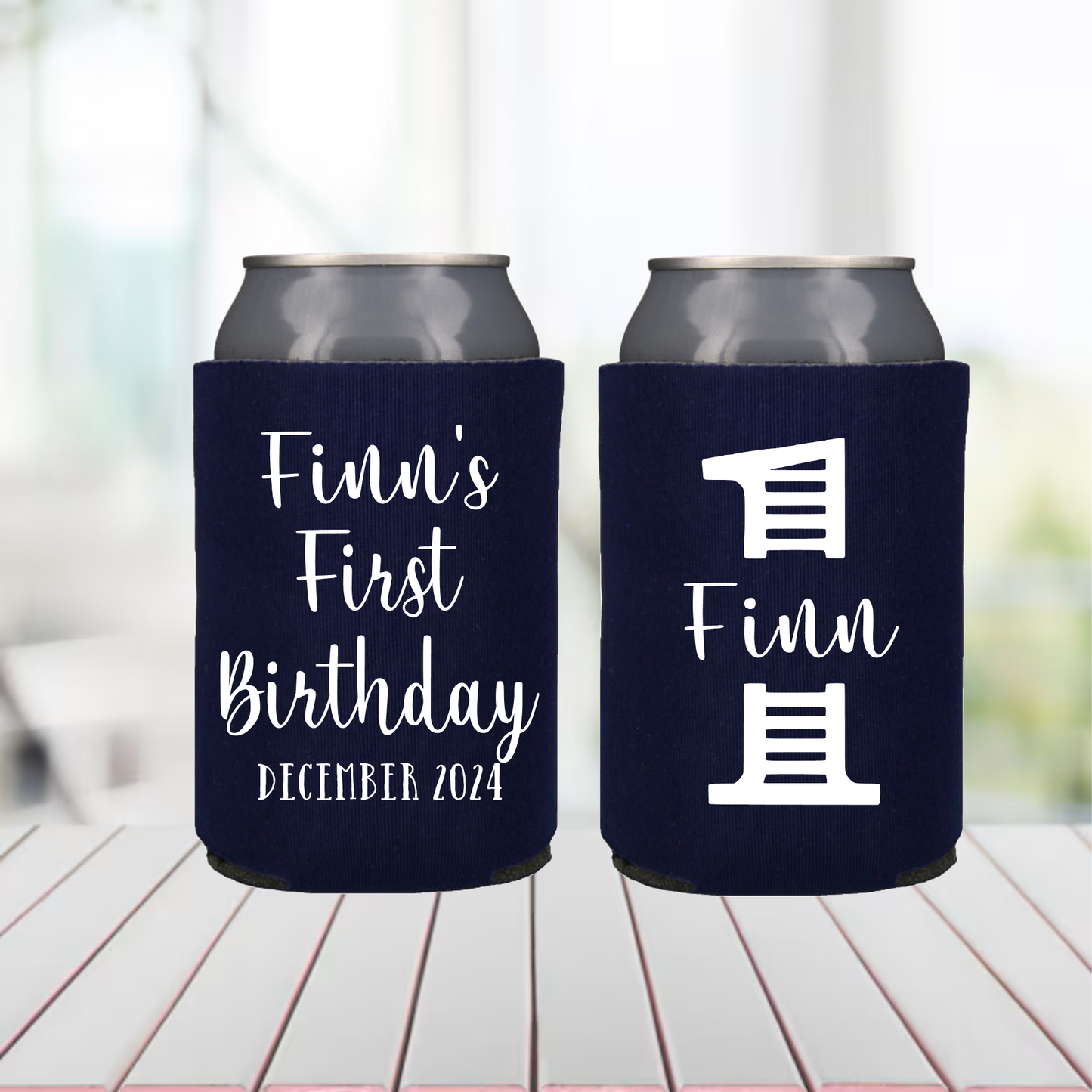 1st Birthday Favors First Birthday Beer Can Coolers Boy's Birthday Party Favors Number 1 Favors for a Little Guy Party Drink Holder