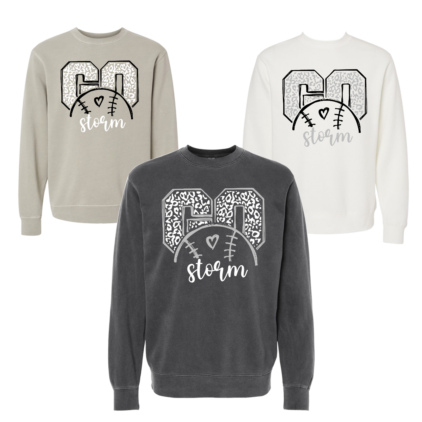 Go Storm Crewneck Sweatshirt, Black Storm Sweatshirt, White Storm Sweatshirt, Cement Storm Sweatshirt
