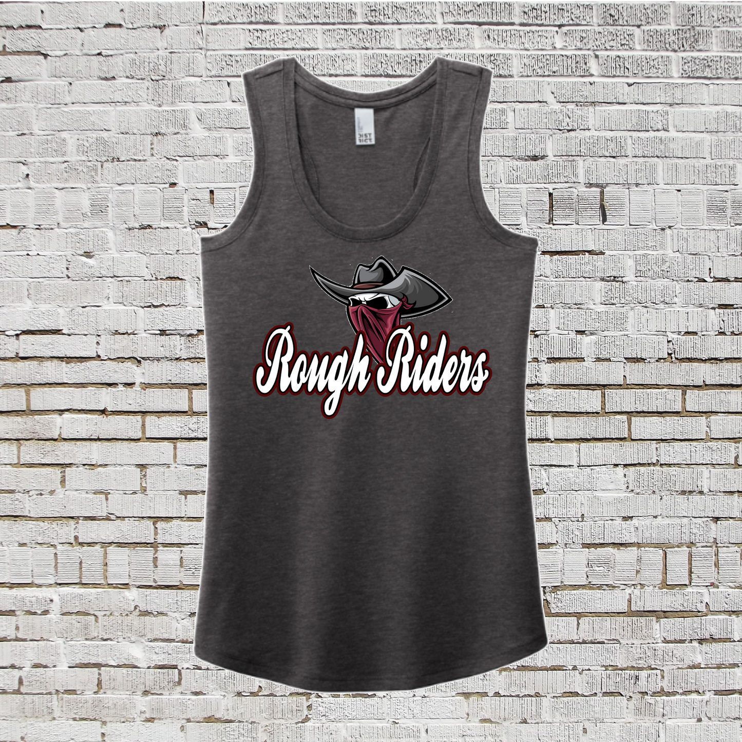 Rough Riders Tank Top, Women's Dark Gray Tank, District Racerback Tank