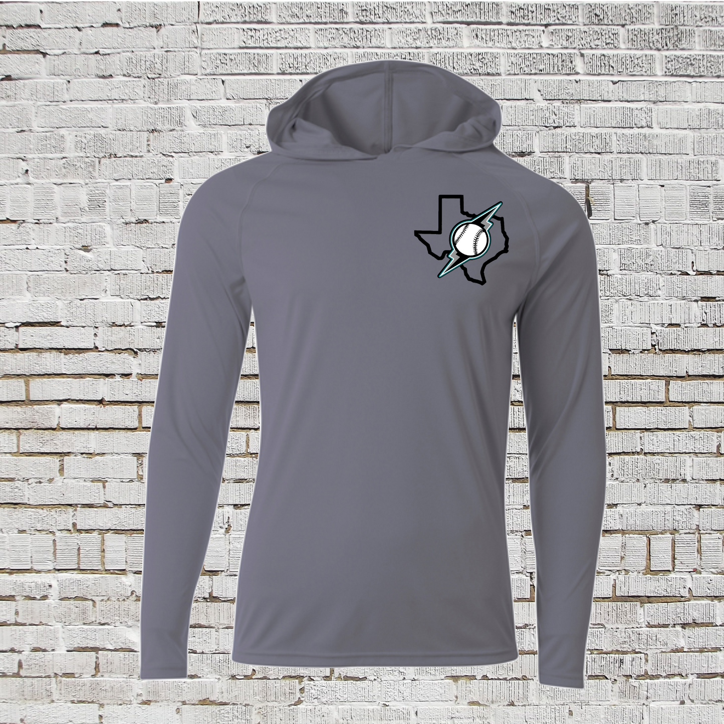 Gray Storm Softball Hooded Tee, Storm Softball Spirit Wear, Texas Storm Softball Long Sleeve Hoodie