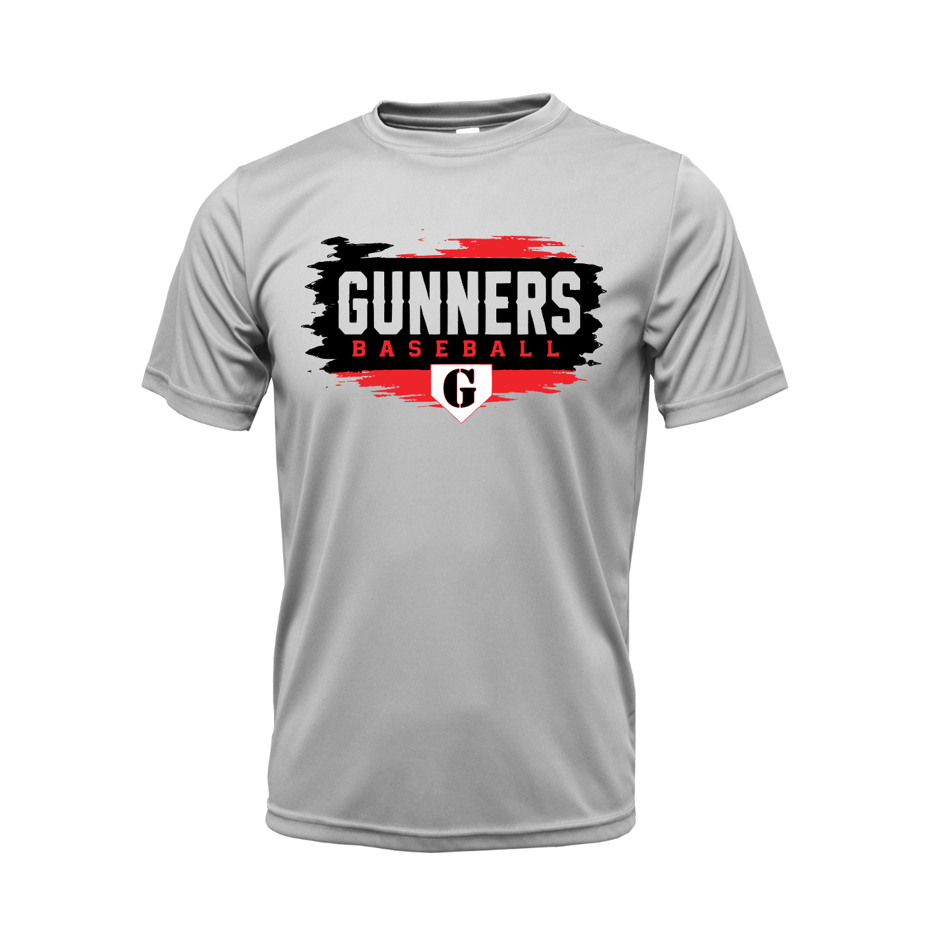 Gunners Baseball Brush Stroke Performance Tee – Silver
