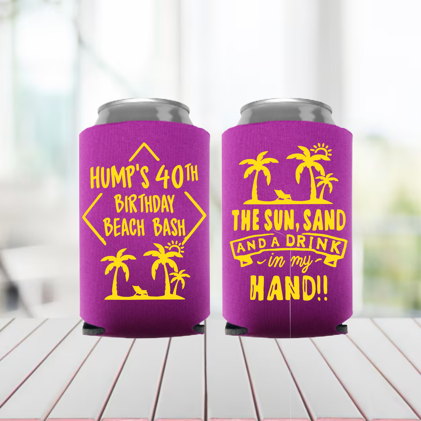 Sun Sand and Drink in my Hand Can Coolers, 40th Birthday Party Can Coolers, Beach Bash Favors, Beach Birthday Party, 40th Can Coolers